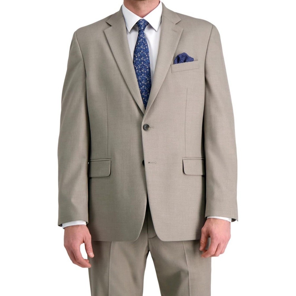 NWT J.M. Haggar Men's JMH Premium Stretch Jacket - Size 46 - Color Oatmeal Solid
